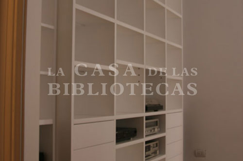 Biblioteca Moderna Laqueada Blanca con cajones