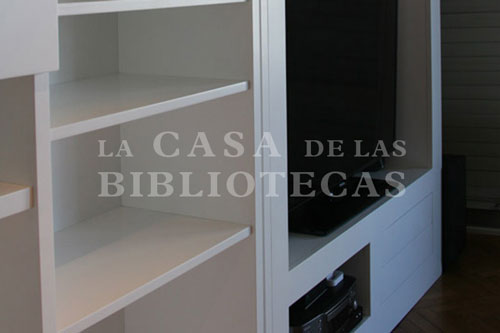 Biblioteca Blanca Moderna Laqueada con estantes fijos 